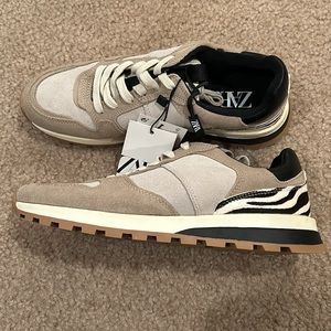 NWT ZARA Tan Zebra Print Shoes Size 6.5